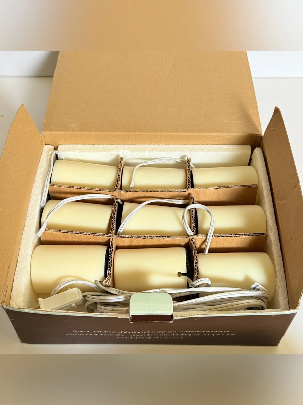 Restoration Hardware Flameless Votive String Lights 9 Pillars Christmas Holiday